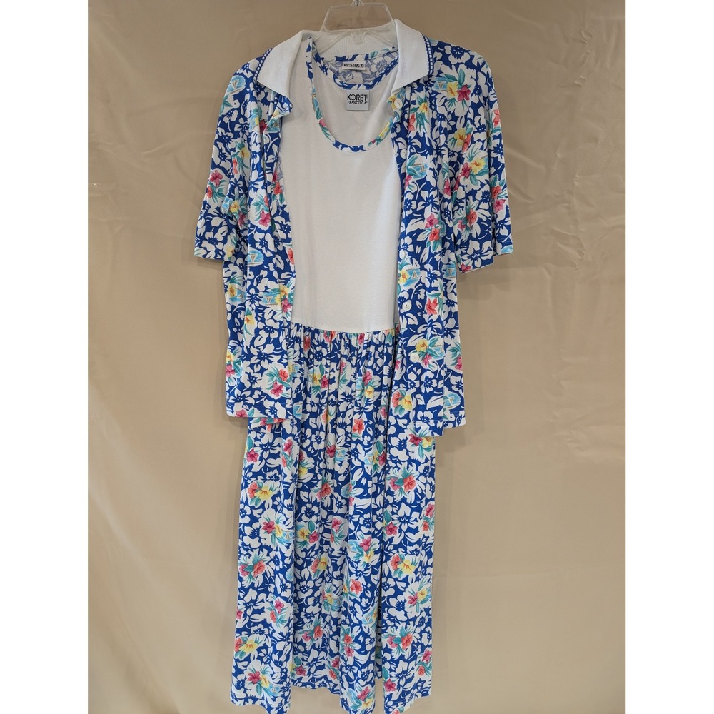Koret Francisca Vintage Floral Dress & Cardigan Set Women's Large - Picture 1 of 4